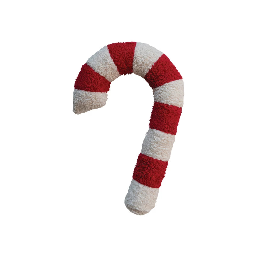 Cotton Sherpa Candy Cane Shaped Pillow-Creative Co-op-The Bugs Ear