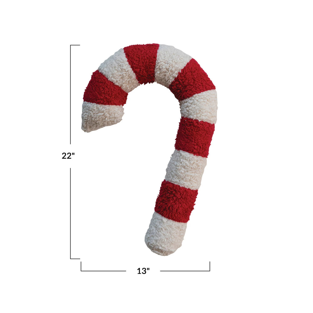 Cotton Sherpa Candy Cane Shaped Pillow-Creative Co-op-The Bugs Ear