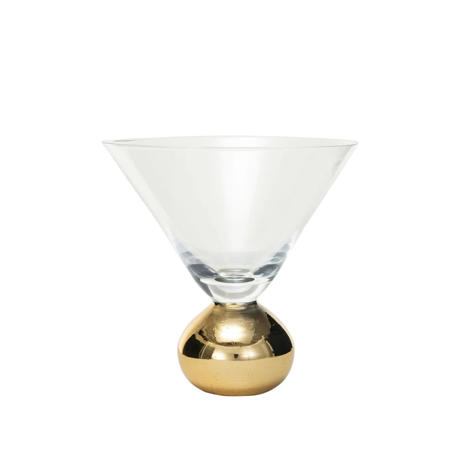 12 oz. Martini Glass w/ Gold Electroplated Ball Stem-Creative Co-op-The Bugs Ear