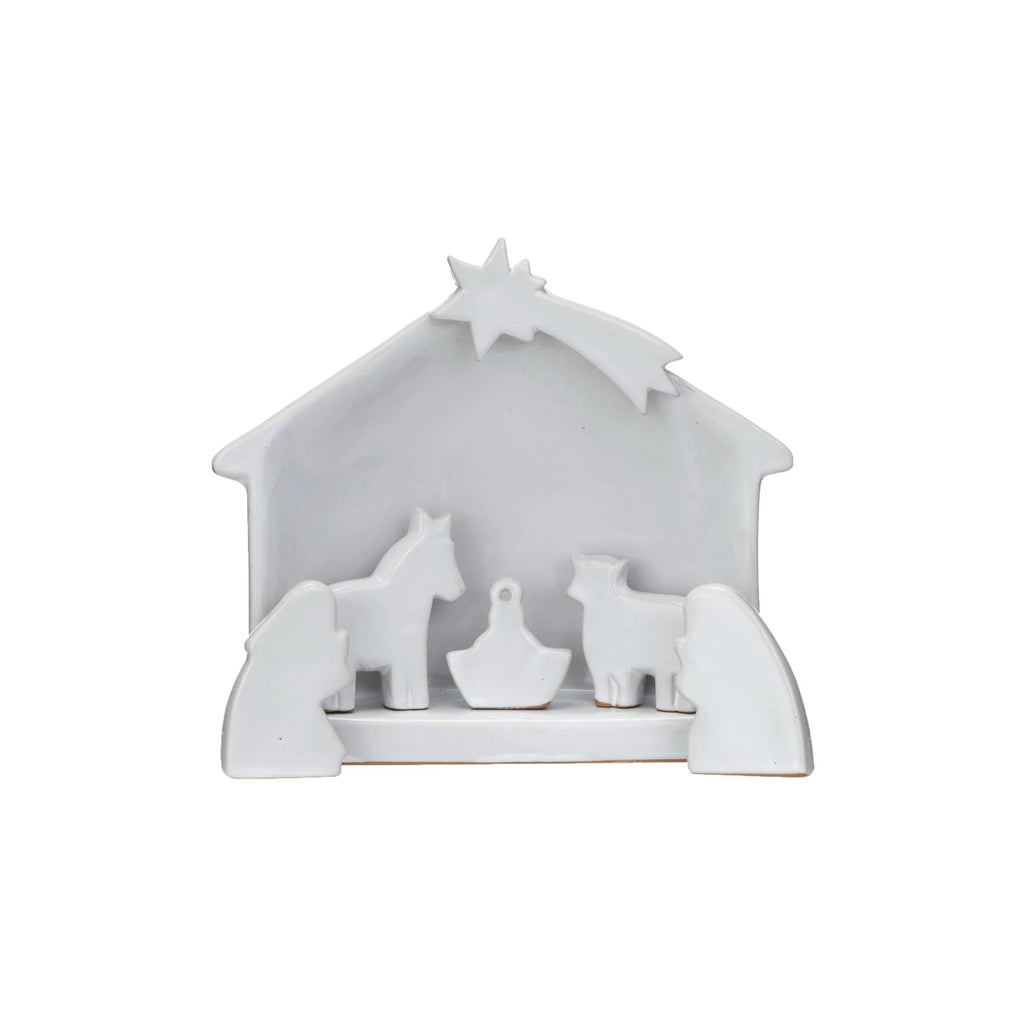 Stoneware Nativity, Reactive Glaze, White-Creative Co-op-The Bugs Ear