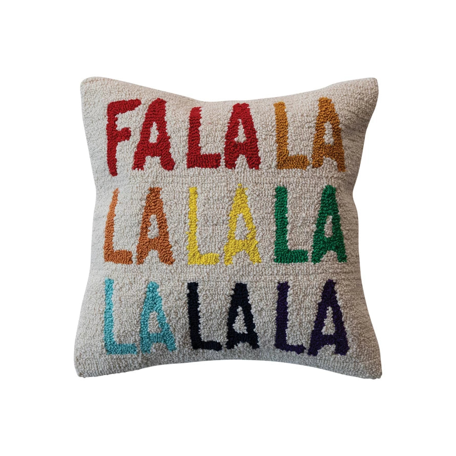 Square Cotton Tufted Pillow "FALALALALALALALALA",-Creative Co-op-The Bugs Ear