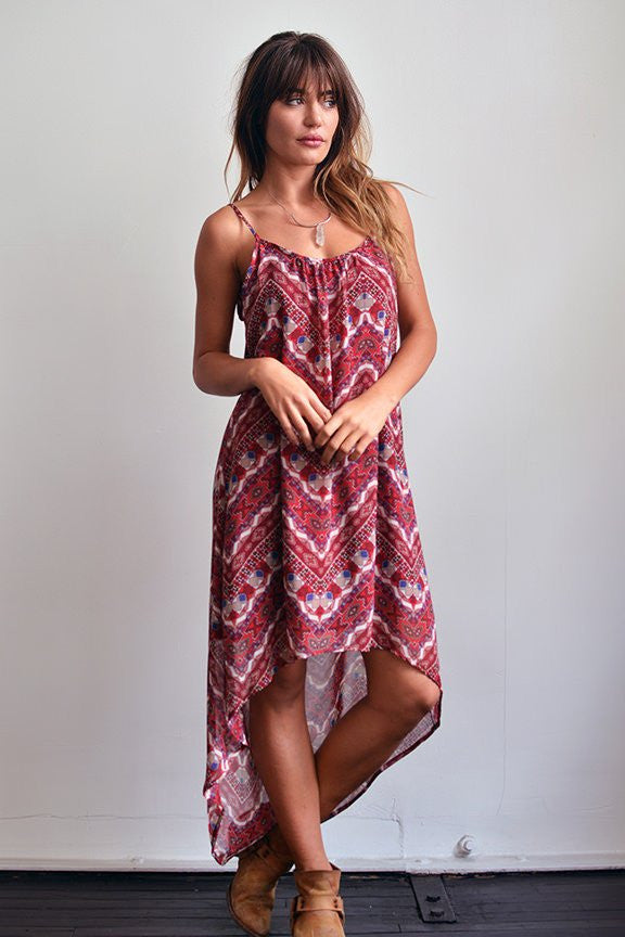 Reva Red Handkerchief High Low Dress-Lace and Whiskey-The Bugs Ear