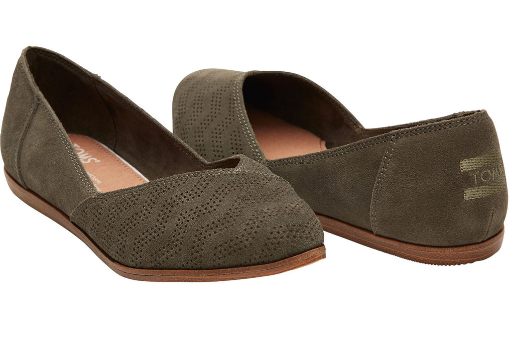 Toms Jutti- Tarmac Olive Suede Chevron Embossed-Toms-The Bugs Ear
