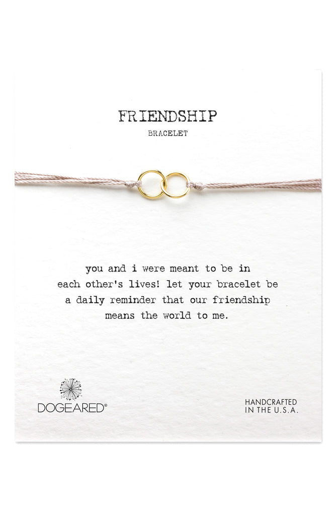 Dogeared Friendship Double Linked Rings Bracelet Gold Dipped Taupe-Dogeared-The Bugs Ear