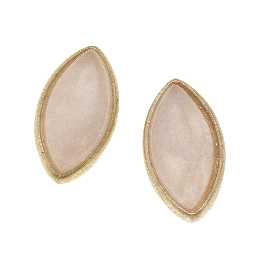 CV Marquis Gemstone Stud Earrings Rose Quartz-Canvas Jewelry-The Bugs Ear
