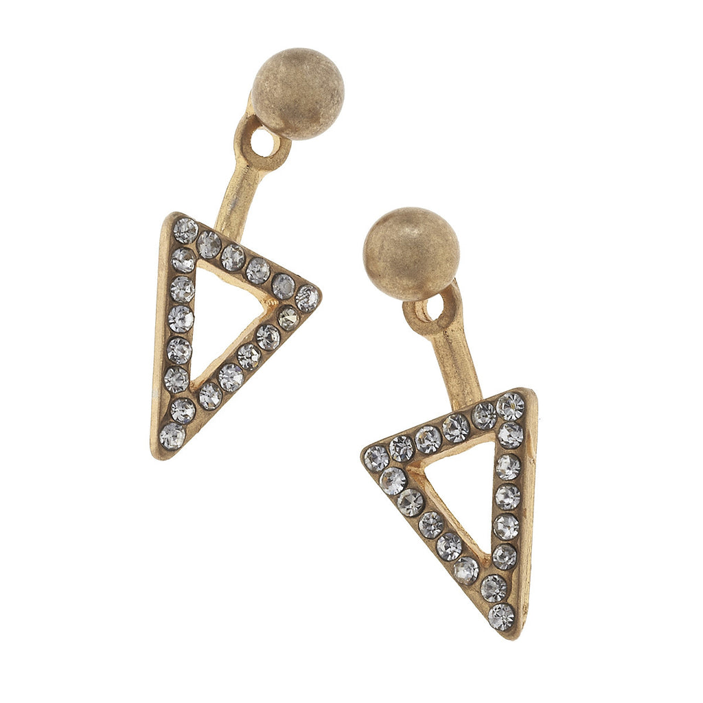 CV Open Pave Triangle Front Back Earring-Canvas Jewelry-The Bugs Ear