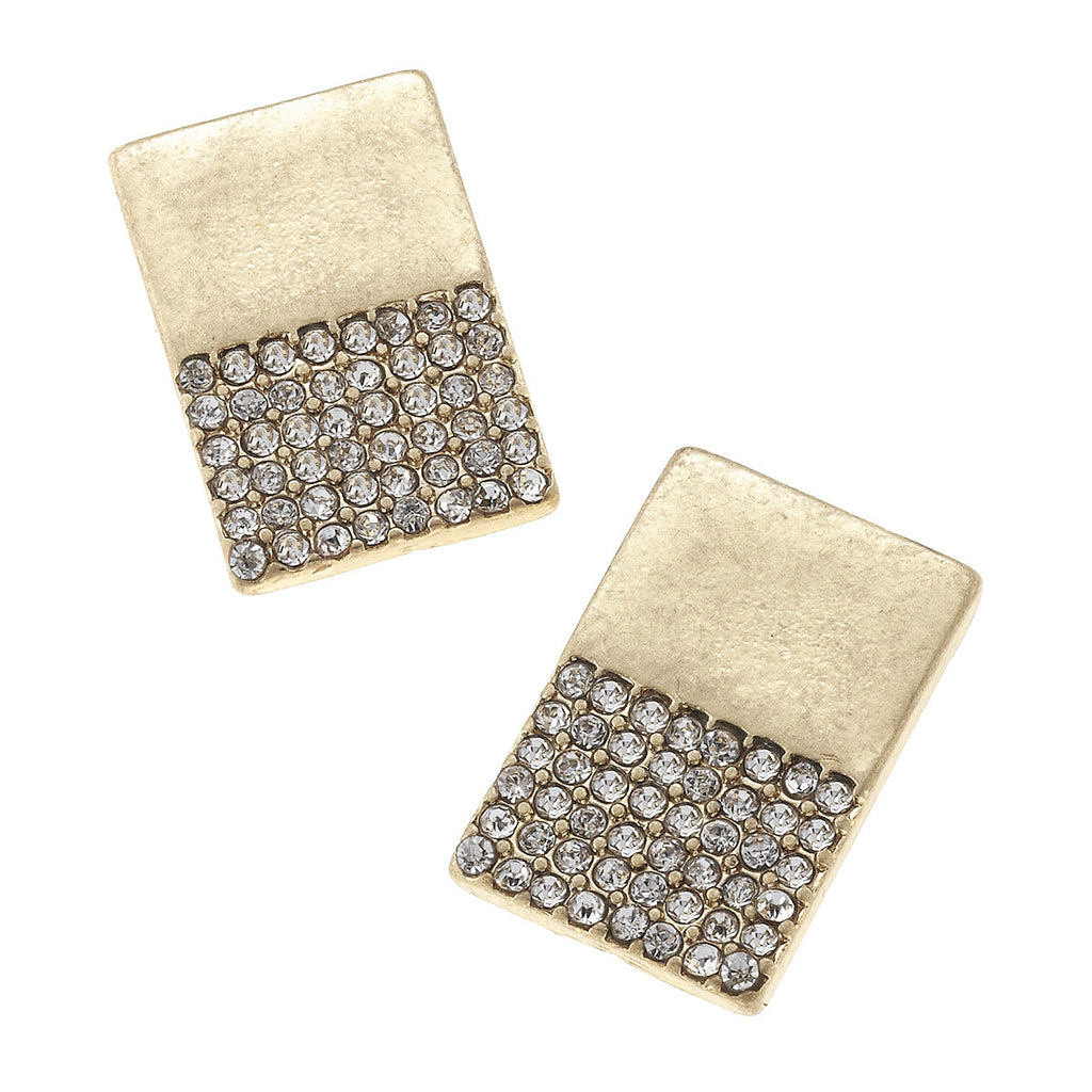 CV Pave Rectangle Stud Earring-Canvas Jewelry-The Bugs Ear