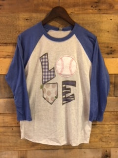 Flew South Love Baseball Raglan in Blue-Southern Roots-The Bugs Ear