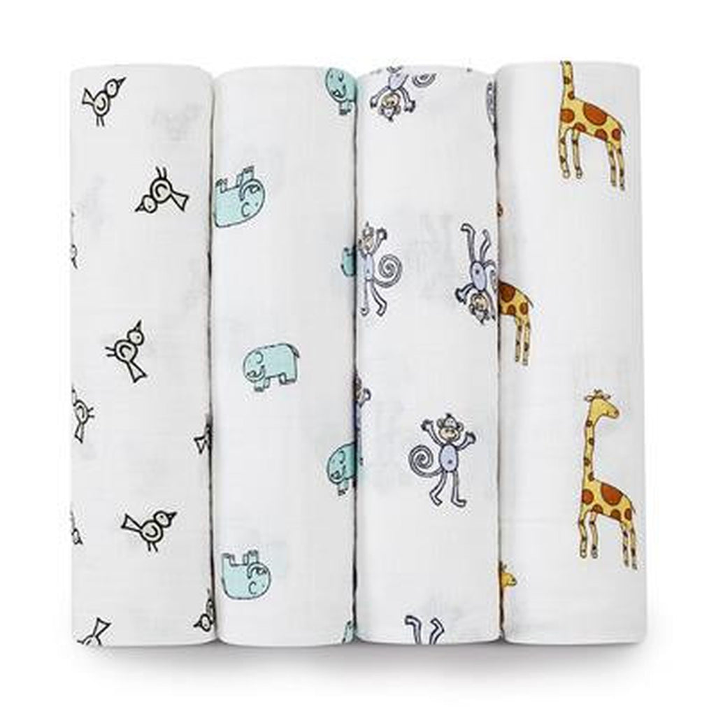 Aden and Anais Swaddle 4 pack Set Jungle Jam-Aden + Anias-The Bugs Ear