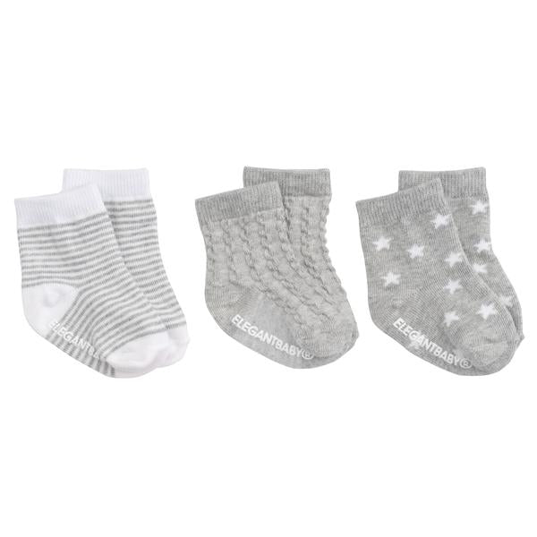 Tonal Socks - 3 pk Gray 0-12 mos-Elegant Baby-The Bugs Ear