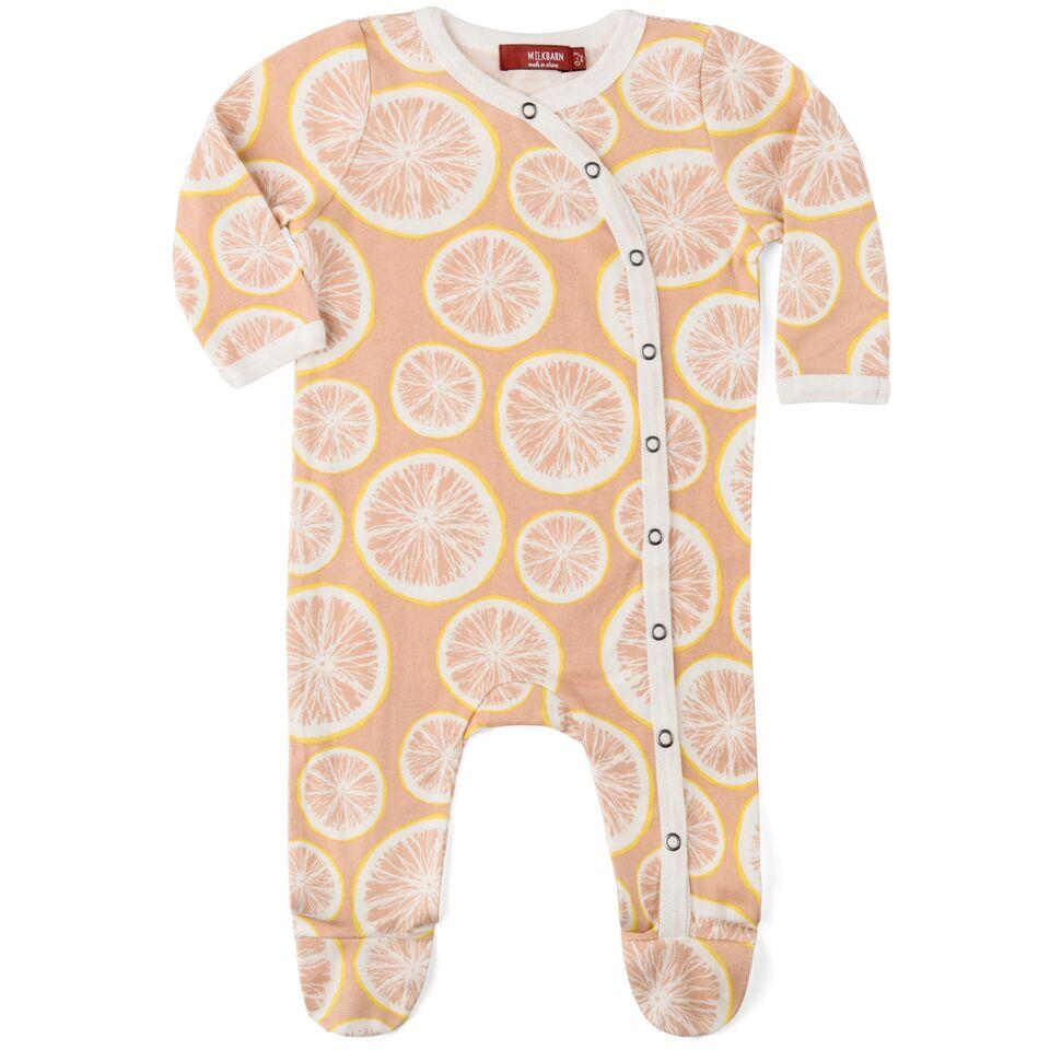 Milkbarn Footed Romper Grapefruit 6-9M-Milkbarn-The Bugs Ear