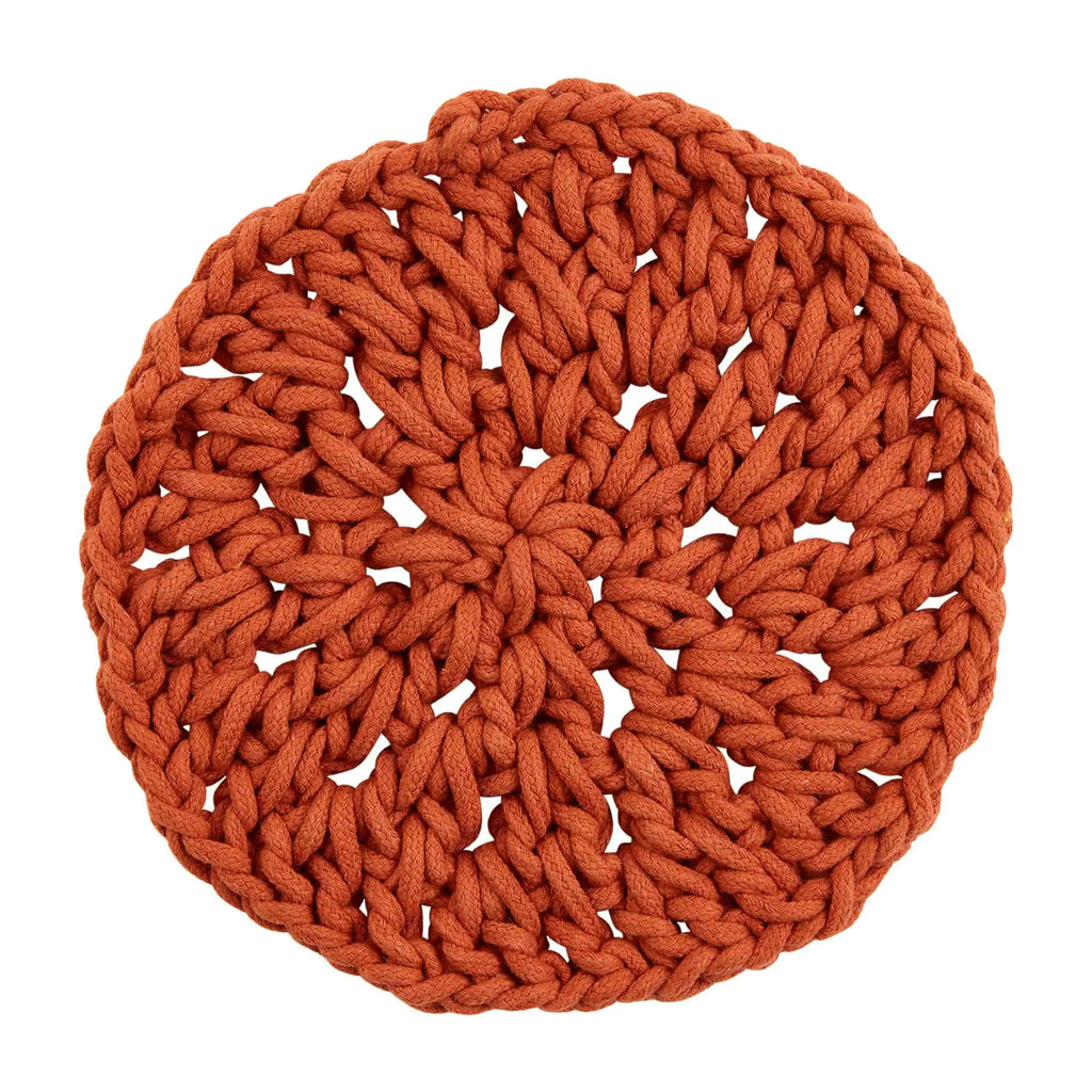 Terracotta Knotted Cotton Trivet Mud Pie-Mud pie-The Bugs Ear