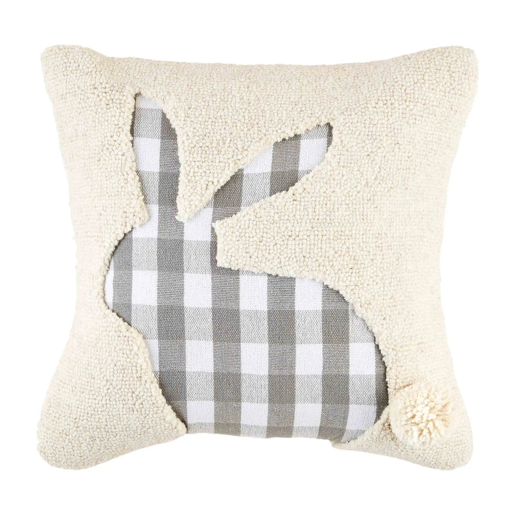 Check Bunny Hook Throw Pillow Mud Pie-Mud pie-The Bugs Ear