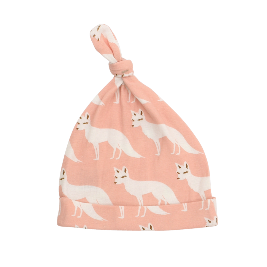 Milkbarn Organic Knotted Hat Pink Fox-Milkbarn-The Bugs Ear
