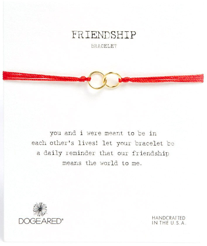 Dogeared Friendship Double Linked Rings Bracelet Gold Dipped Red-Dogeared-The Bugs Ear