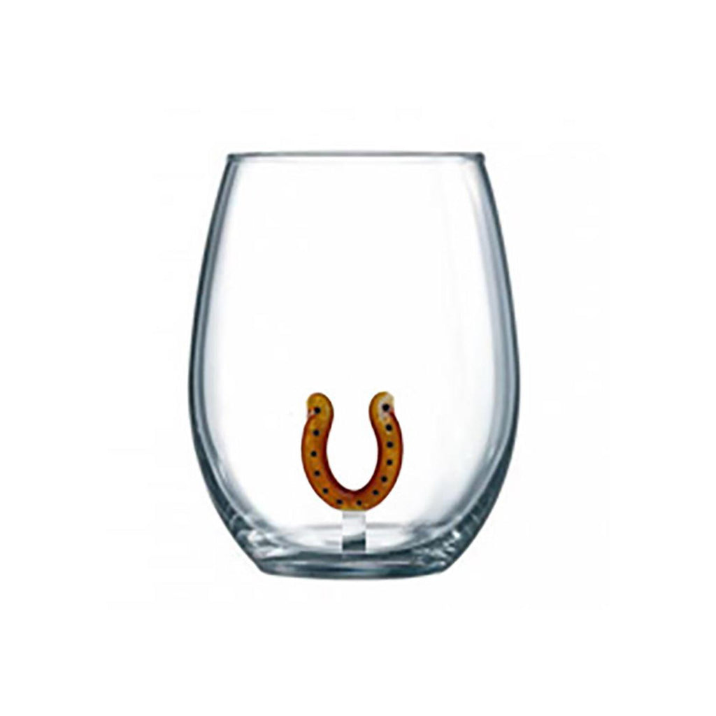 Born to Ride Horseshoe Stemless Wine Glass-Two's Company-The Bugs Ear