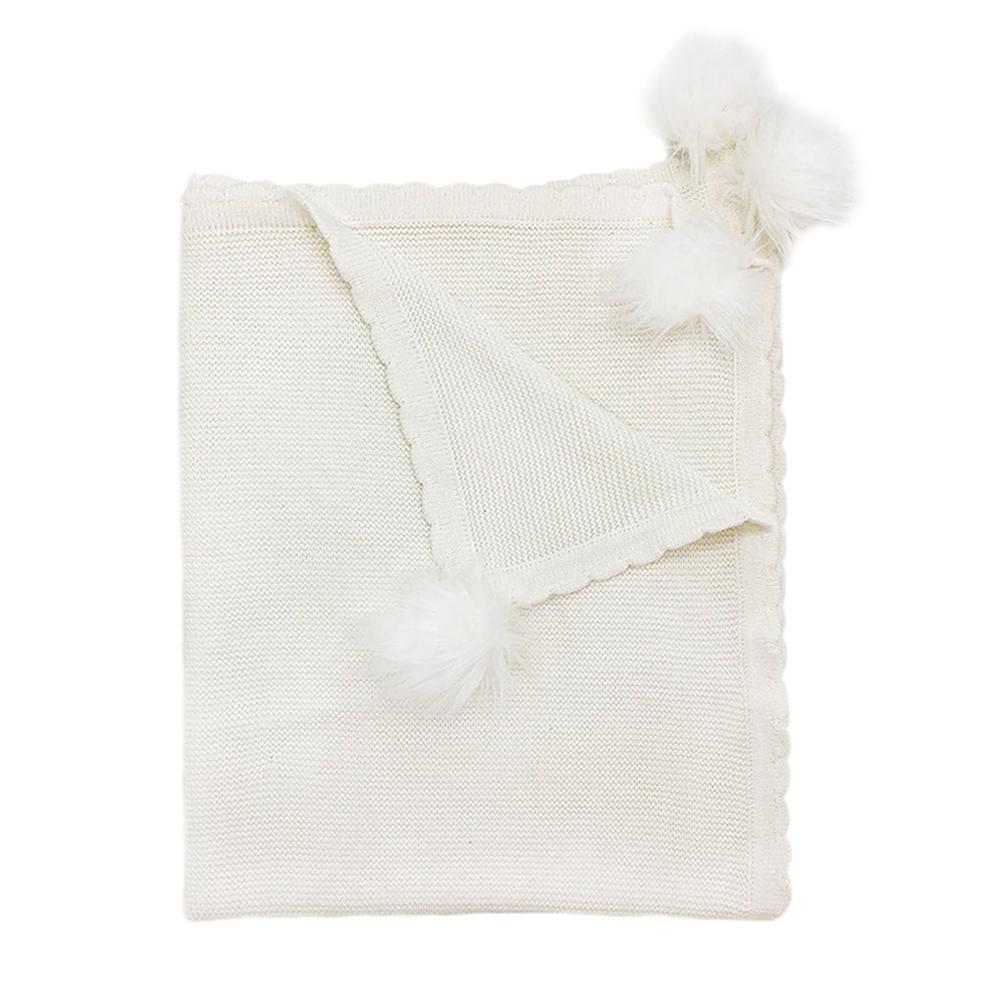 MON AMI Baby Knit Blanket in White-MonAmi Designs-The Bugs Ear