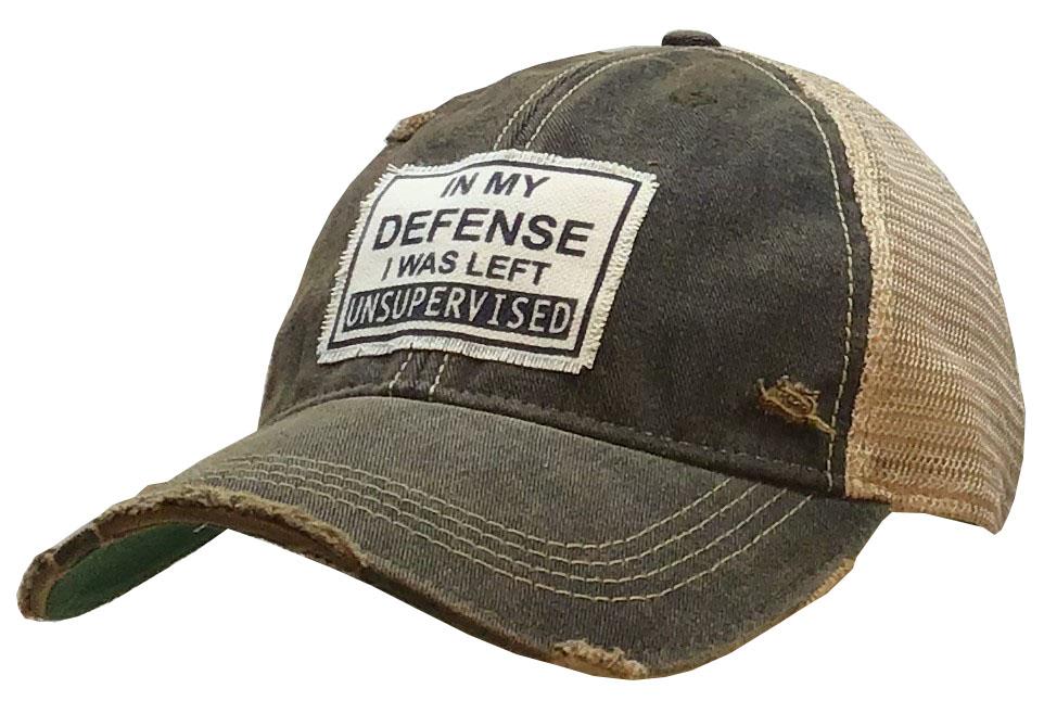 In My Defense I Was Left Unsupervised Distressed Trucker Cap-Vintage Life-The Bugs Ear