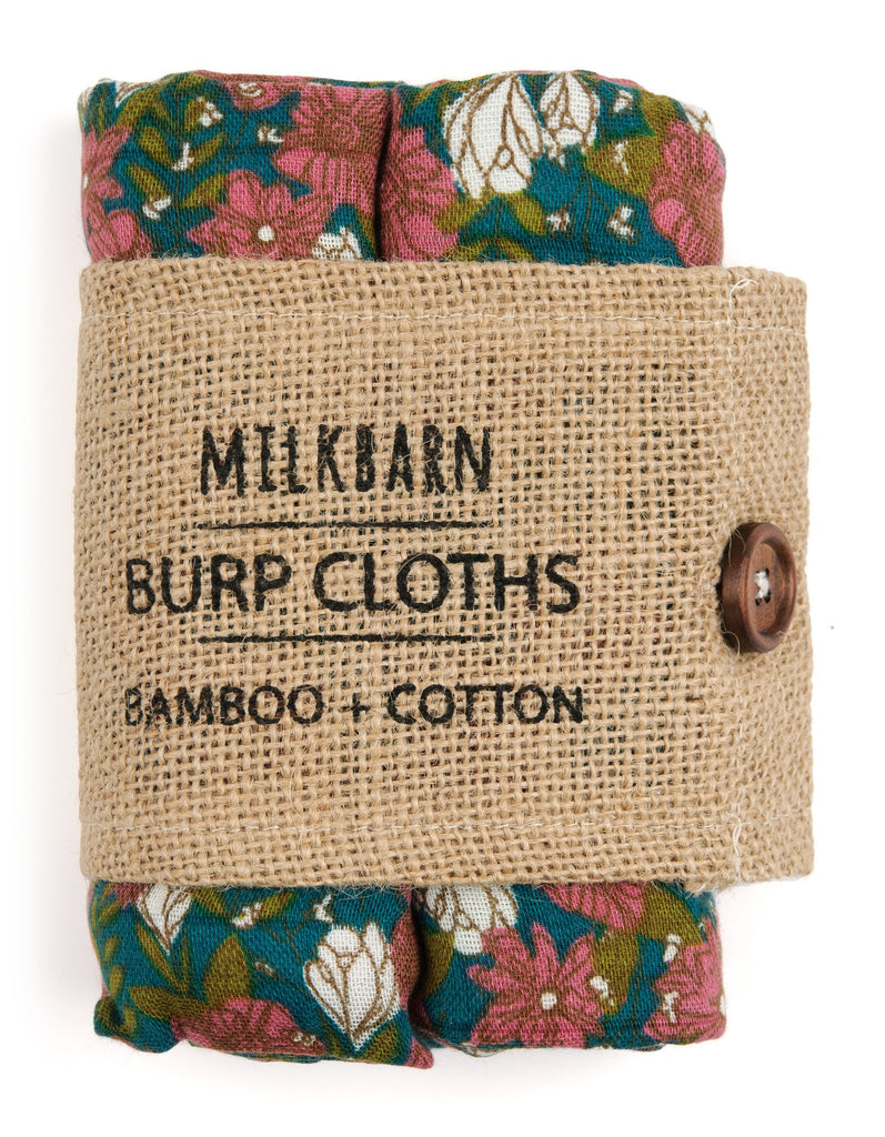 Milkbarn Bamboo Burp Cloths Teal Floral-Milkbarn-The Bugs Ear