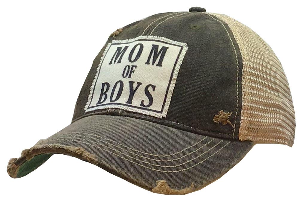 Mom Of Boys Distressed Trucker Cap-Vintage Life-The Bugs Ear