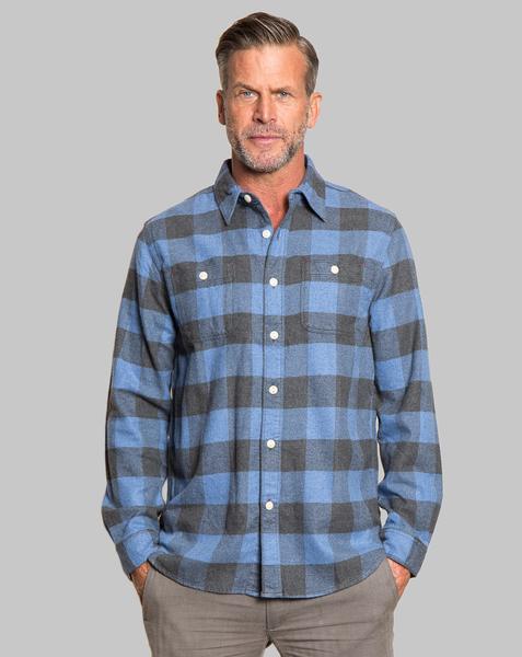 True Grit Men's Roadtrip Plaid Long Sleeve Two Pocket Shirt in Blue Grey-True Grit-The Bugs Ear