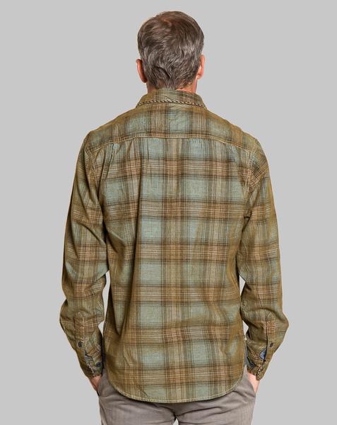 True Grit Men's Ventura Vintage Plaid Cord Long Sleeve 2 Pocket Shirt in Cargo-True Grit-The Bugs Ear