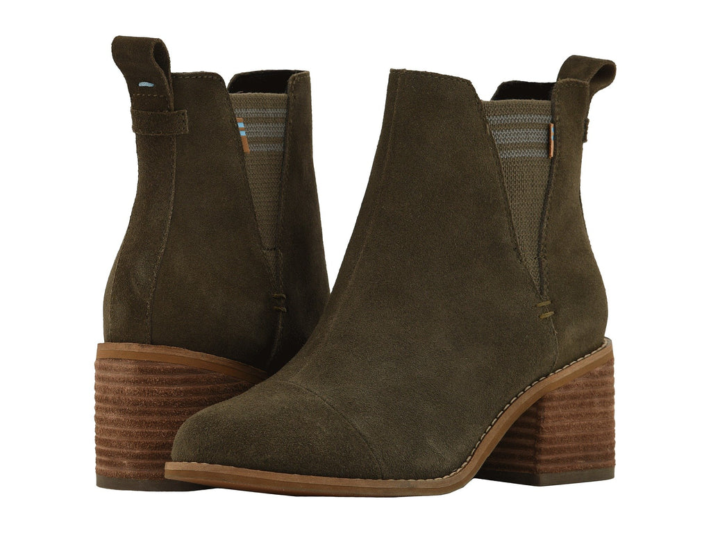 Toms Esme Tarmac Olive Suede Boots-Toms-The Bugs Ear