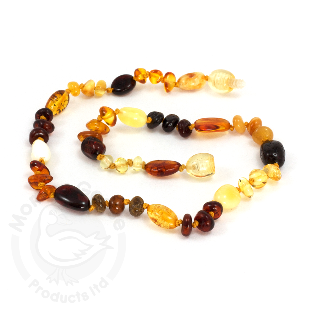 Amber Teething Olive & Baroque Multi Baby Necklace-Momma Goose Products-The Bugs Ear