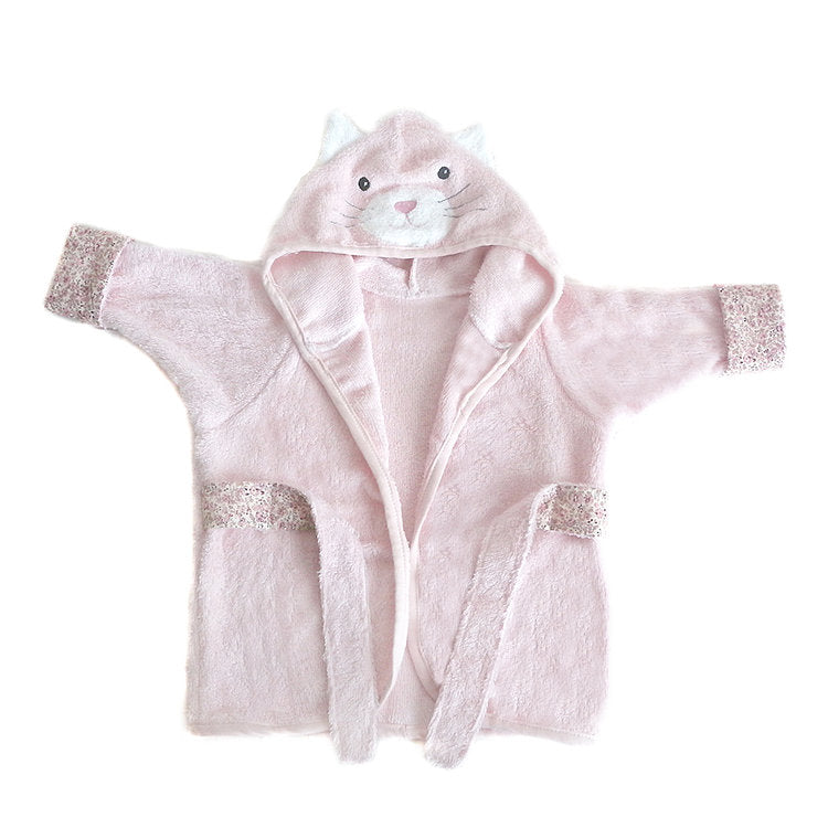 Pink Kitty Cotton Bamboo Baby Robe-MonAmi Designs-The Bugs Ear