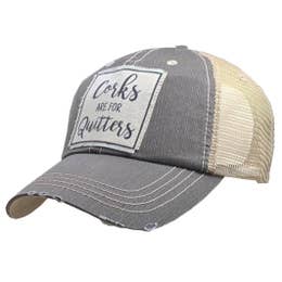 Corks Are For Quitters Distressed Trucker Cap Grey-Vintage Life-The Bugs Ear
