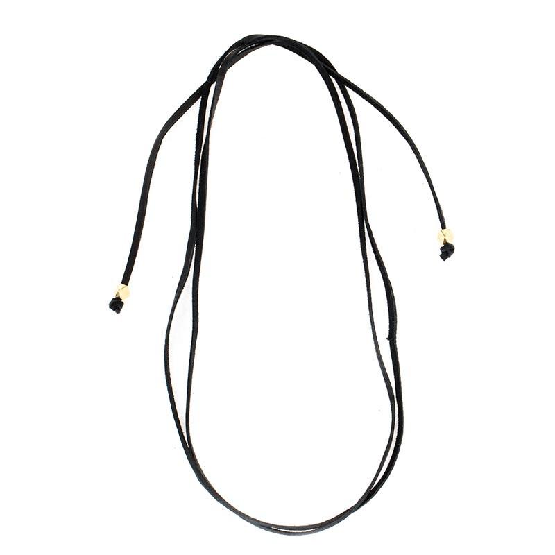 Benny and Ezra 52" Leather Wrap Necklace Black and Gold-Benny and Ezra-The Bugs Ear