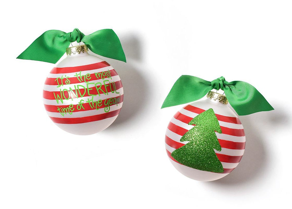 Coton Colors Most Wonderful Time of the Year Tree Red Stripes Ornament-Coton Colors-The Bugs Ear