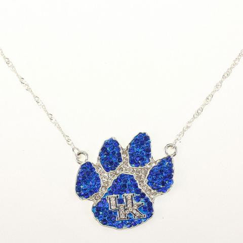 Kentucky Wildcats Paw Crystal Logo Necklace-Seasons Jewelry-The Bugs Ear
