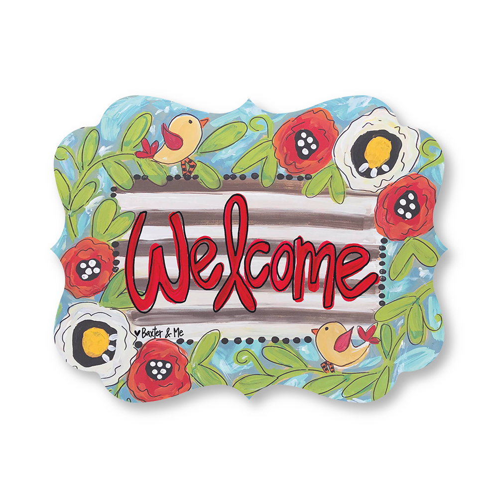 Welcome Bird Floral Door Hanger-Baxter and Me-The Bugs Ear