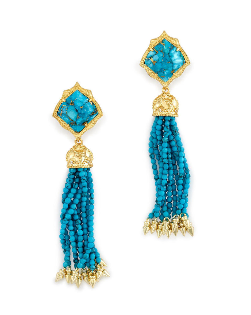 Kendra Scott Misha Earring Gold Bronze Veined Turquoise-Kendra Scott-The Bugs Ear