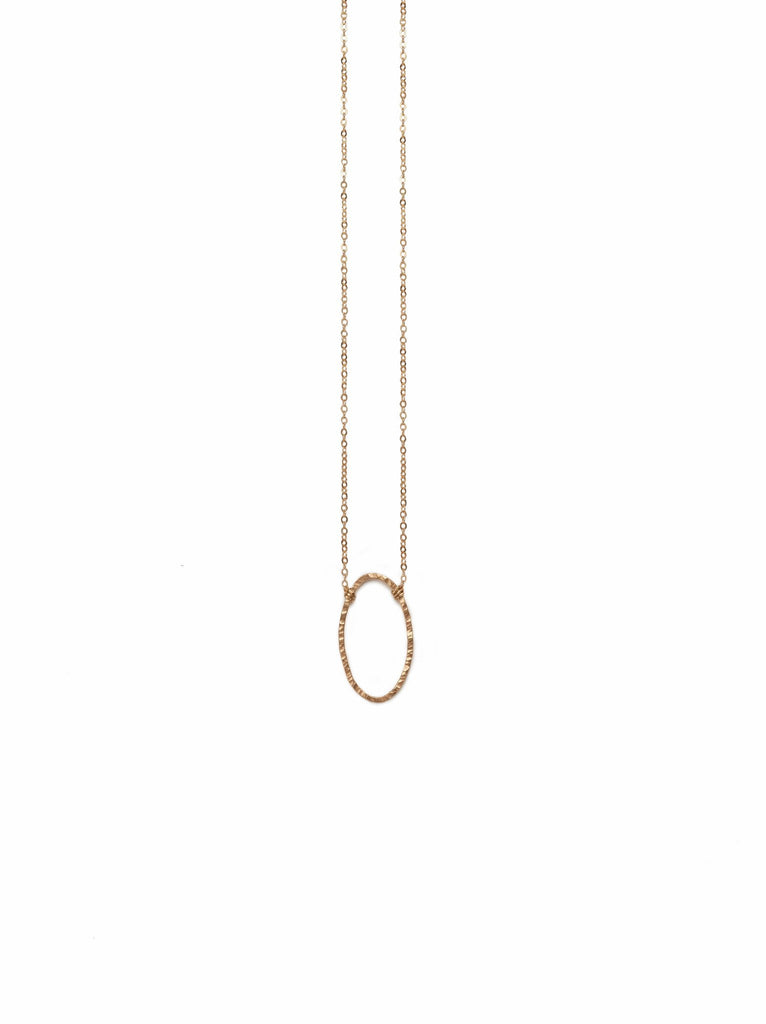 Floating Shape Necklace Gold Oval-Fashionable-The Bugs Ear