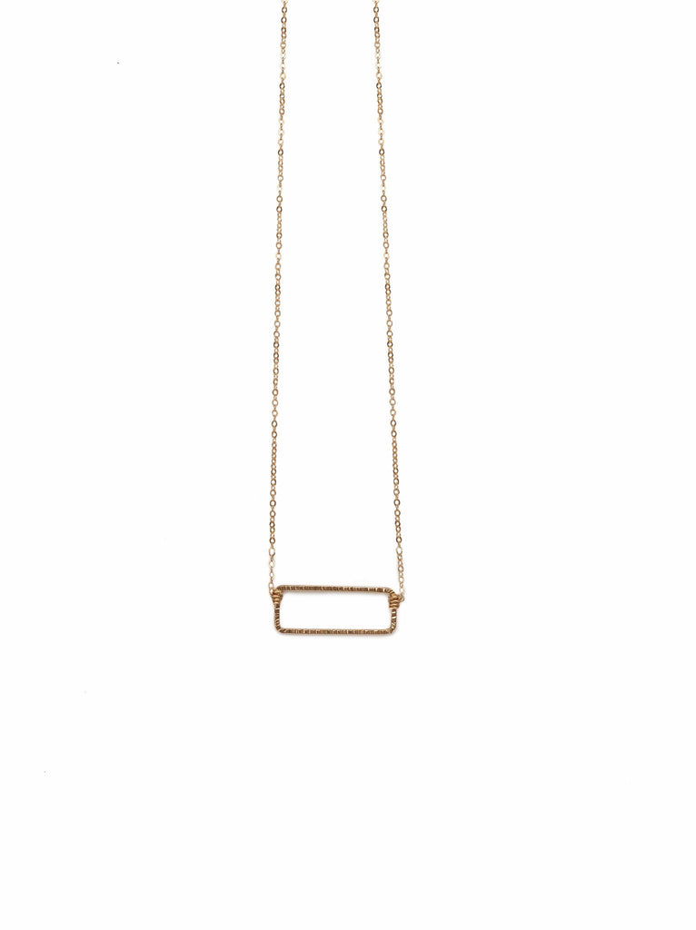 Floating Shape Necklace Gold Rectangle-Fashionable-The Bugs Ear