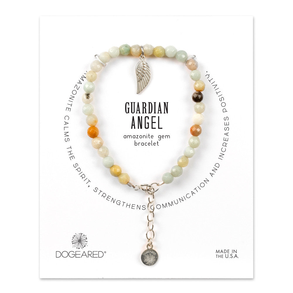 Dogeared Guardian Angel Amazonite Gem Bracelet in Silver-Dogeared-The Bugs Ear
