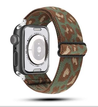 Green and Brown Cheetah Adjustable Fabric Apple Watch Band 42/44-Thomas and Lee Company-The Bugs Ear