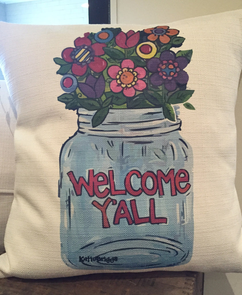 Southern Roots Pillow Welcome Y'all-Southern Roots-The Bugs Ear