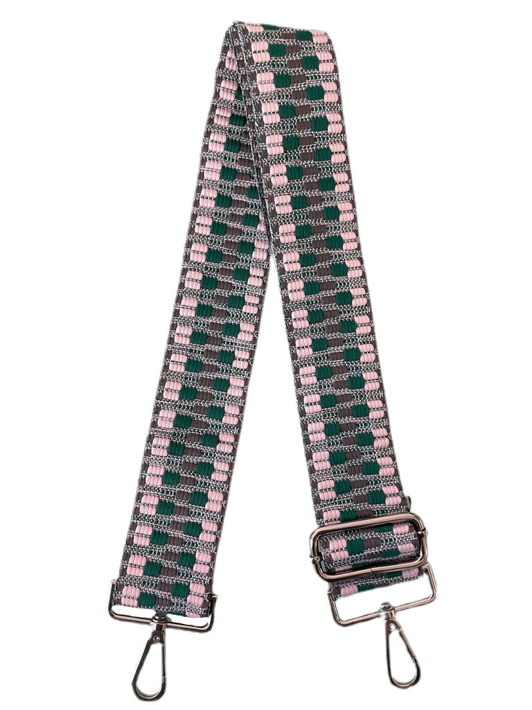 Ahdorned Embroidered Bag Strap Grey Green Pink-Ahdorned-The Bugs Ear