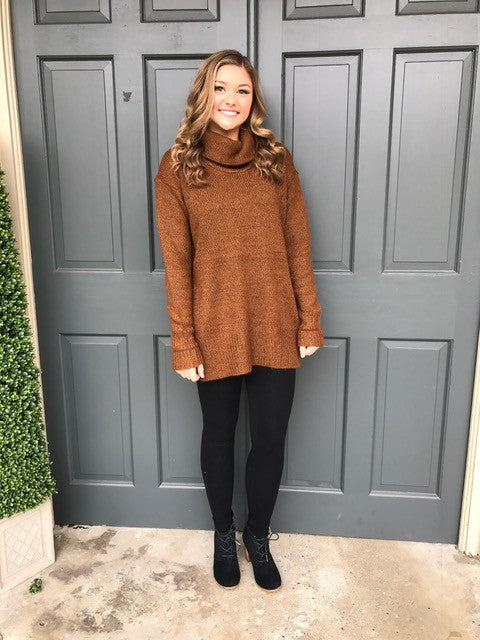 Cowl Neck Sweater in Cinnamon-RD Style-The Bugs Ear