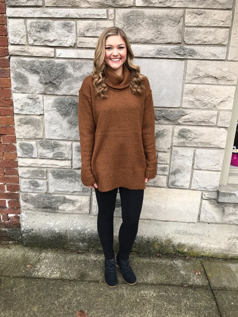 Cowl Neck Sweater in Cinnamon-RD Style-The Bugs Ear