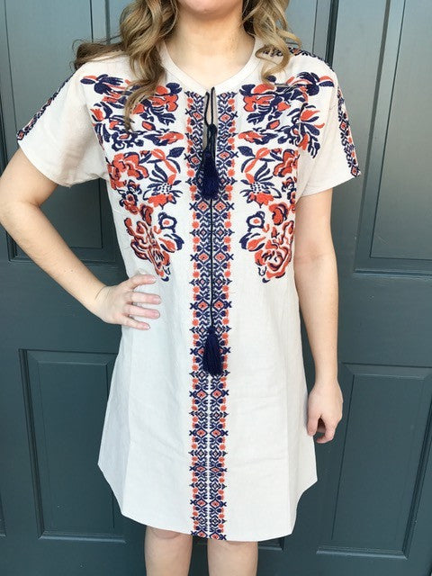 Isabelle Short Sleeve Embroidered Dress-THML-The Bugs Ear