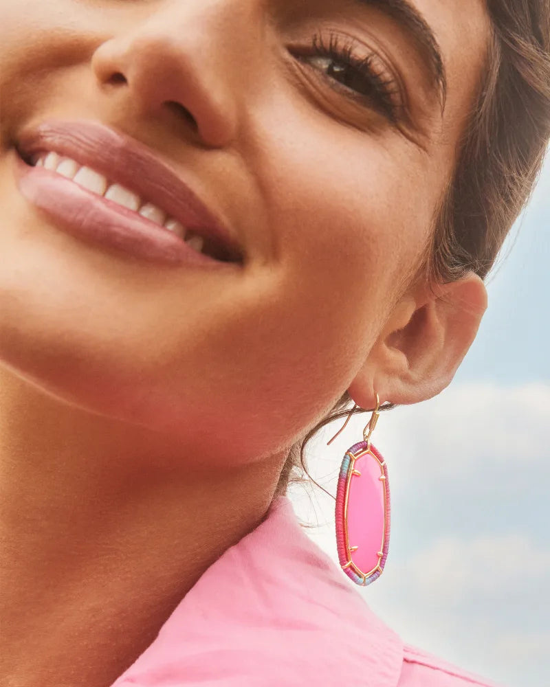 Kendra Scott Threaded Elle Gold Drop Earrings in Pink Mix-Kendra Scott-The Bugs Ear