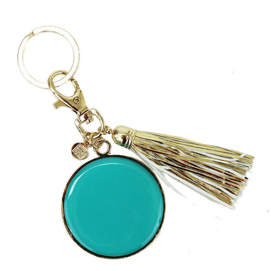 Teal Disc With Tassel Key Chain-Mary Square-The Bugs Ear