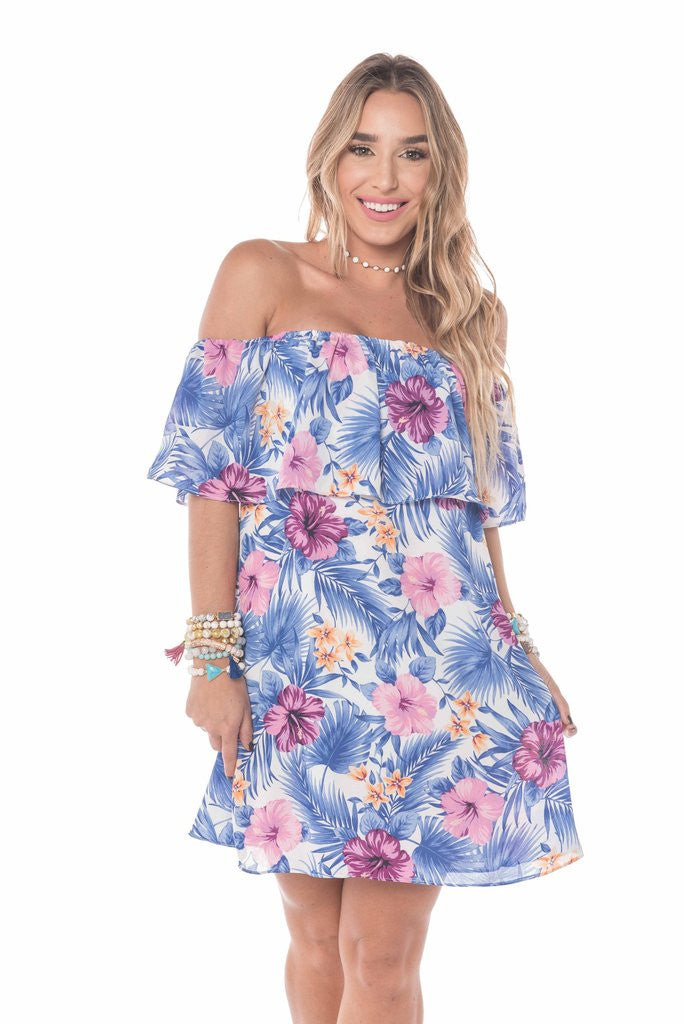 Playa Tropic Off Shoulder Dress-Izzy and Lola-The Bugs Ear