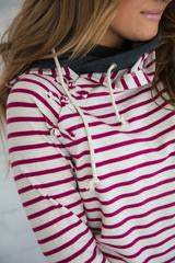 Ampersand Ave Knotted Magenta Stripe DoubleHood Sweatshirt-Ampersand Ave-The Bugs Ear