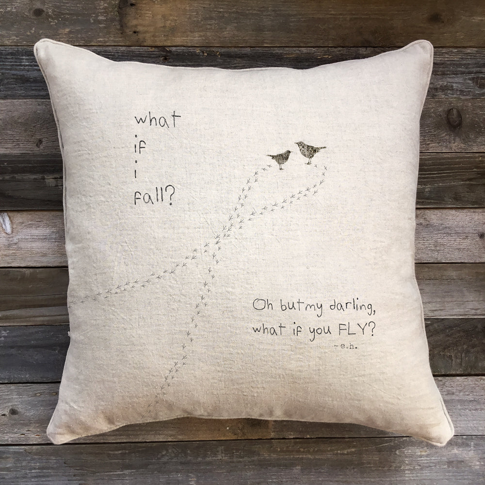 What if I Fall Pillow Natural Linen-Sweet Gumball-The Bugs Ear