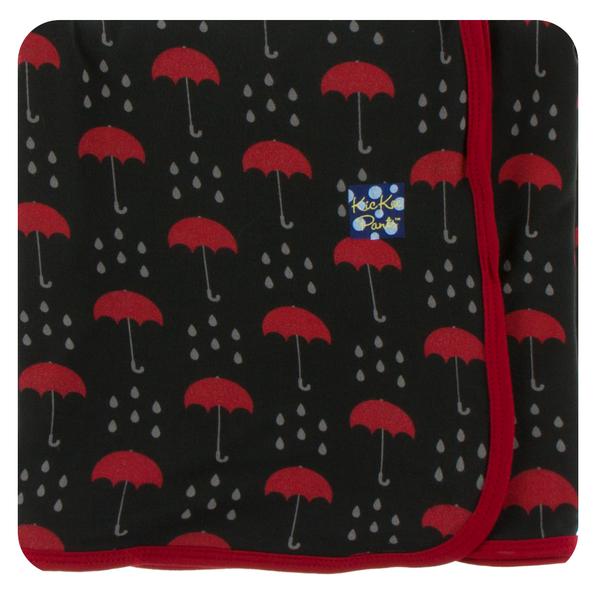 KicKee Pants London Swaddling Blanket in Umbrellas and Rain Clouds-KicKee Pants-The Bugs Ear